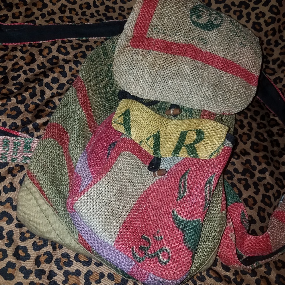 Boho Jute Backpack Made In Nepal - Picture 2 of 5